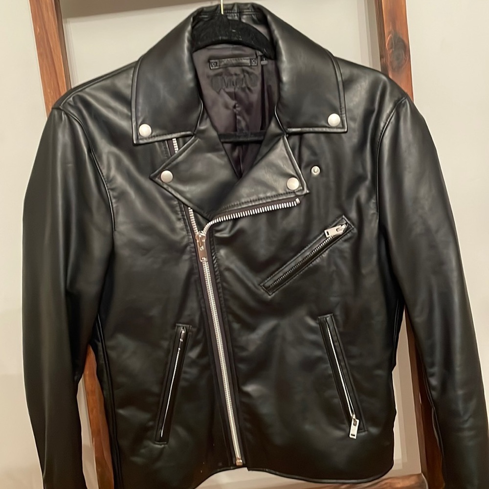 Mens imitation leather jacket